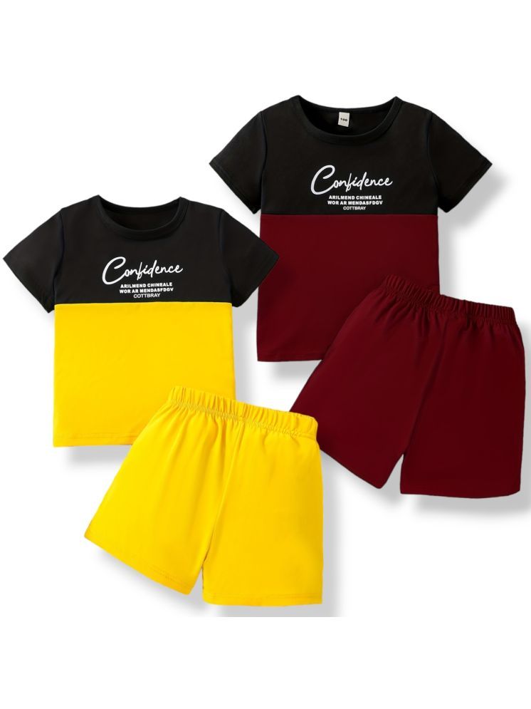     			COTTBRAY Pack of 2 Unisex Cotton T-Shirts & Shorts Set ( Maroon )