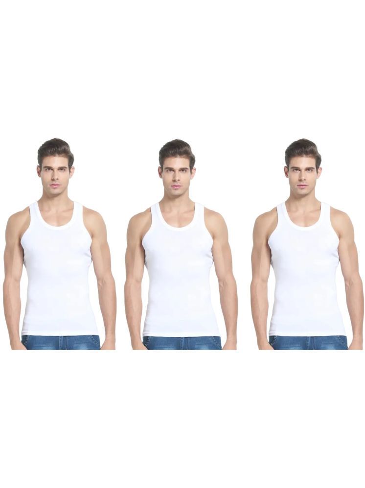     			D1 DIFFERENT ONE Pack of 3 Cotton Basic Vest For Men ( White )