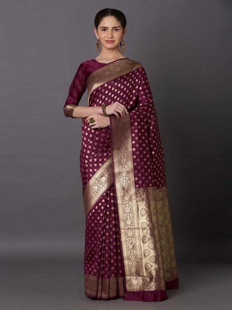     			DIKONA DESIGNER Pack of 1 Banarasi Silk Woven Saree With Blouse Piece ( Wine )