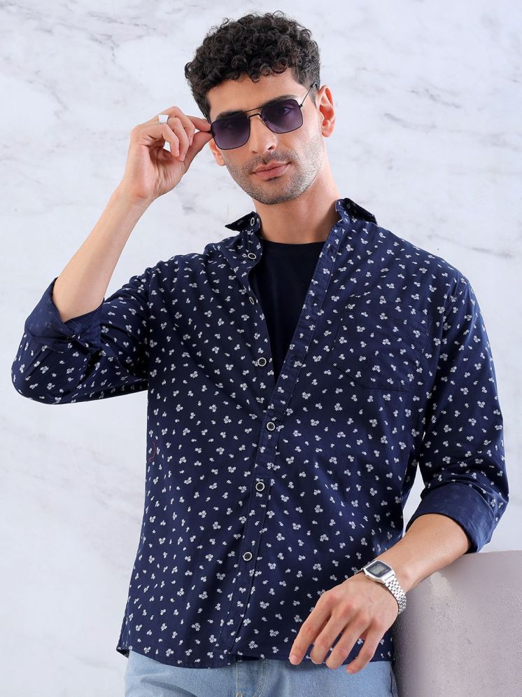     			HARDSODA 100% Cotton Regular Fit Printed Full Sleeves Men's Casual Shirt - Navy Blue ( Pack of 1 )