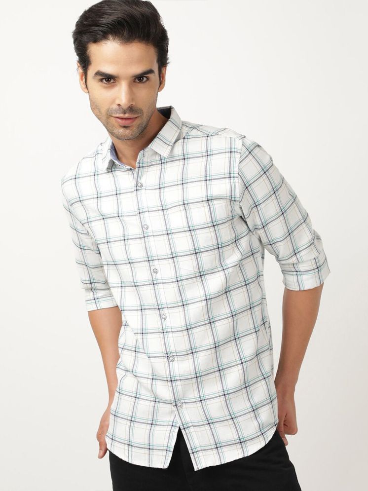     			HARDSODA Poly Cotton Slim Fit Checks Full Sleeves Men's Casual Shirt - White ( Pack of 1 )