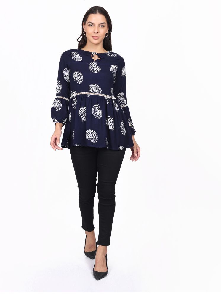     			SHADES OF YOU Navy Blue Viscose Women's Peplum Top ( Pack of 1 )