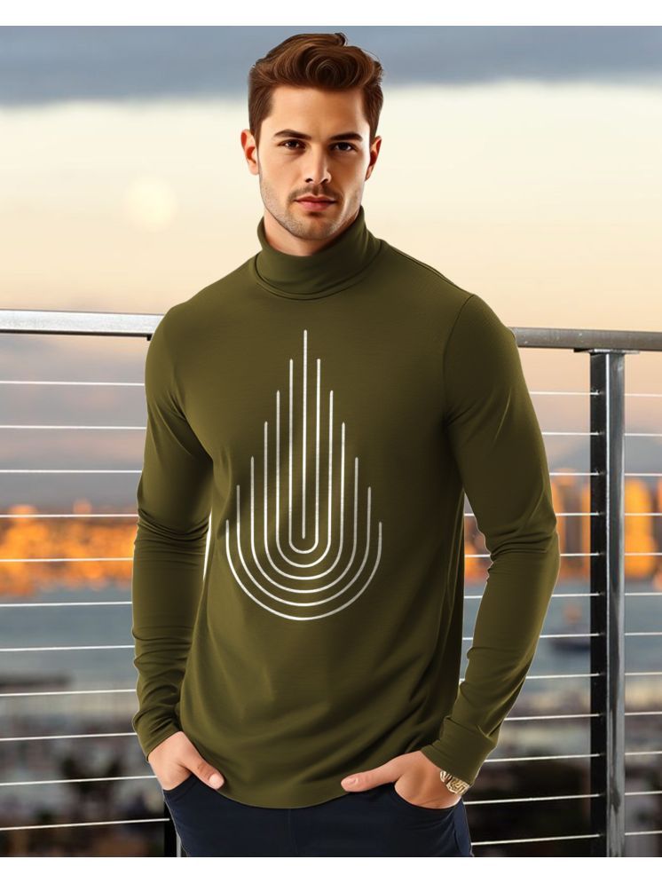     			AUSK Cotton Blend Regular Fit Printed Full Sleeves Men's High Neck T-Shirt - Green ( Pack of 1 )