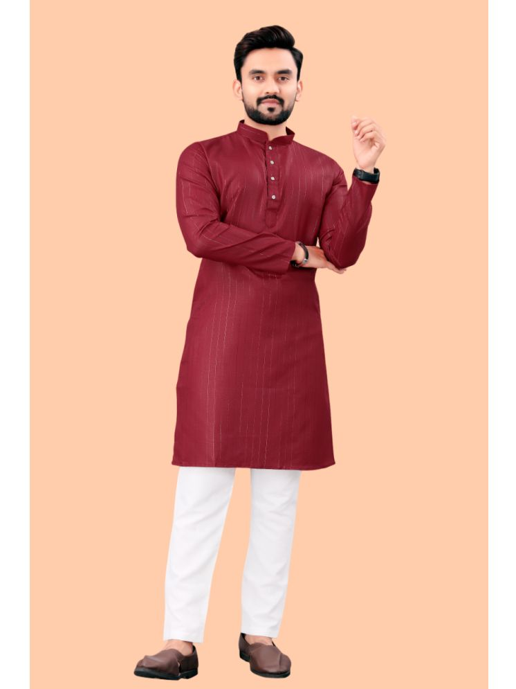     			Balaji's Maroon Cotton Blend Relaxed Fit Men's Kurta Pyjama Set ( Pack of 1 )