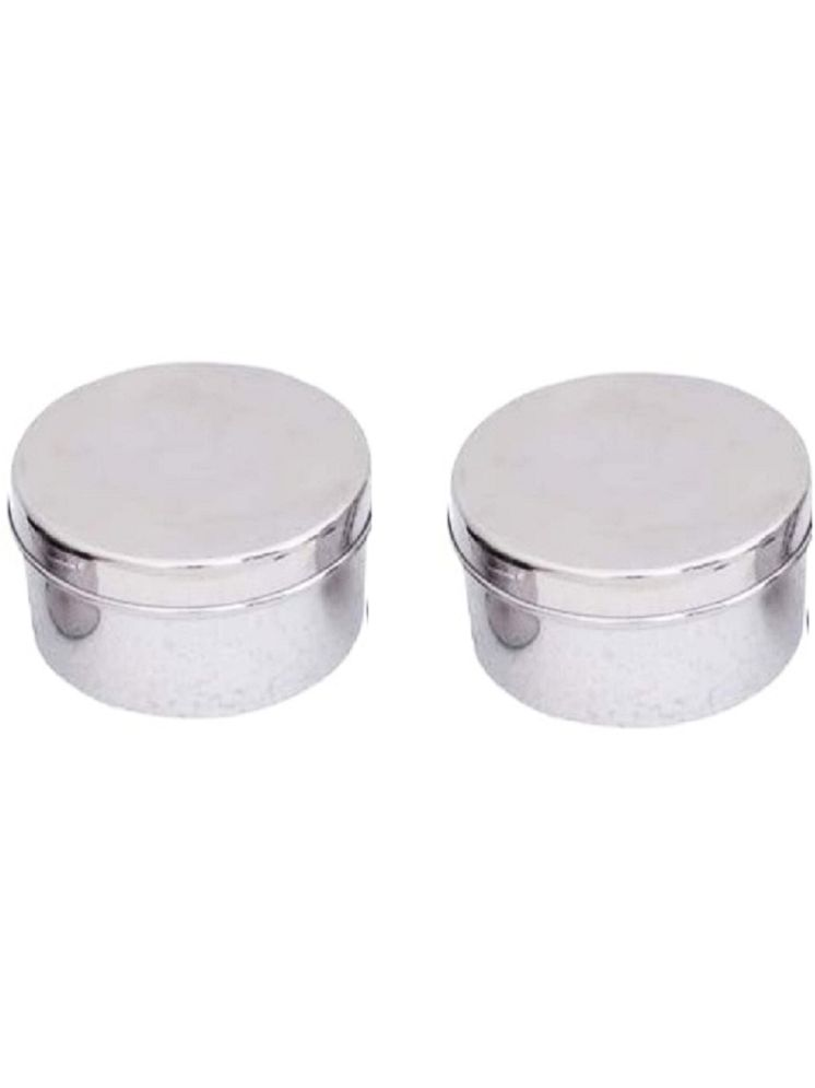     			Dynore 2 Puri Dabba Steel Silver Utility Container ( Set of 2 )