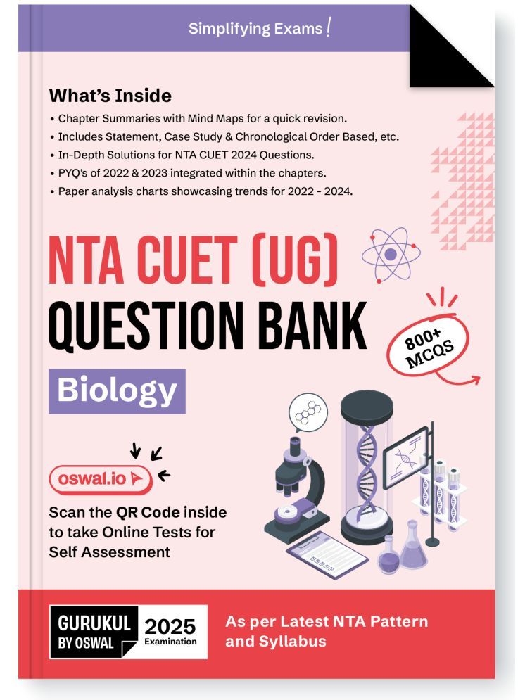     			Gurukul NTA CUET (UG) Biology Question Bank Exam 2025 : 800+ MCQs, Chapter Summary with Mind Maps, 2024 Solved Paper, PYQs, Paper Analysis Charts, Com