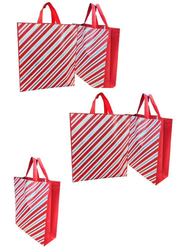     			PUFFSMART Red Polyester Shopping Bag Pack of 5