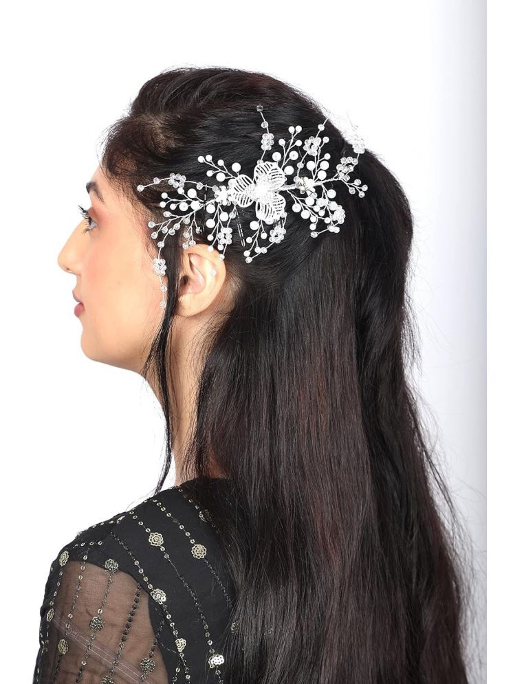     			RITZKART Silver Hair Accessory Set ( Pack of 1 )