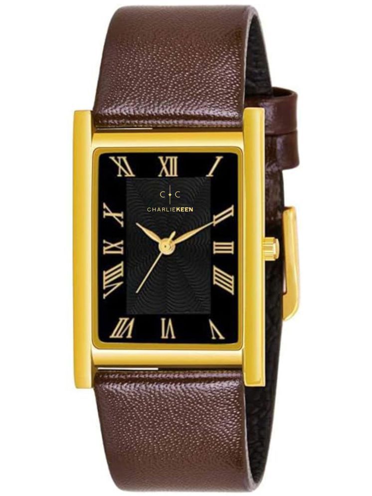     			CHARLIEKEEN Brown Leather Analog Men's Watch