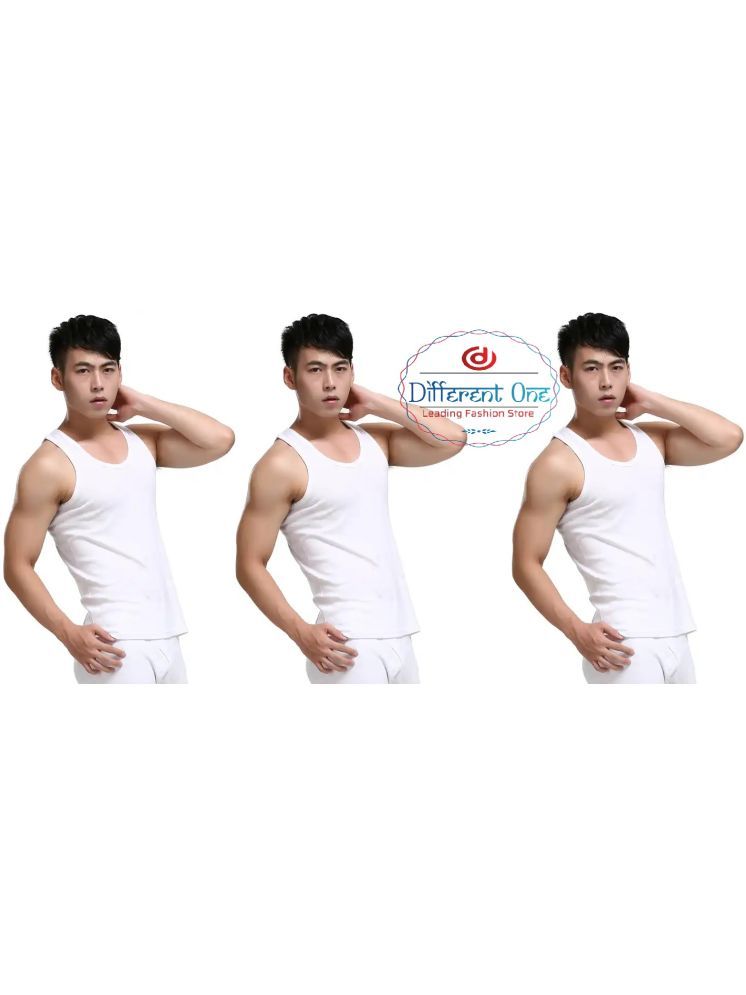     			D1 DIFFERENT ONE Pack of 3 Cotton Basic Vest For Men ( White )