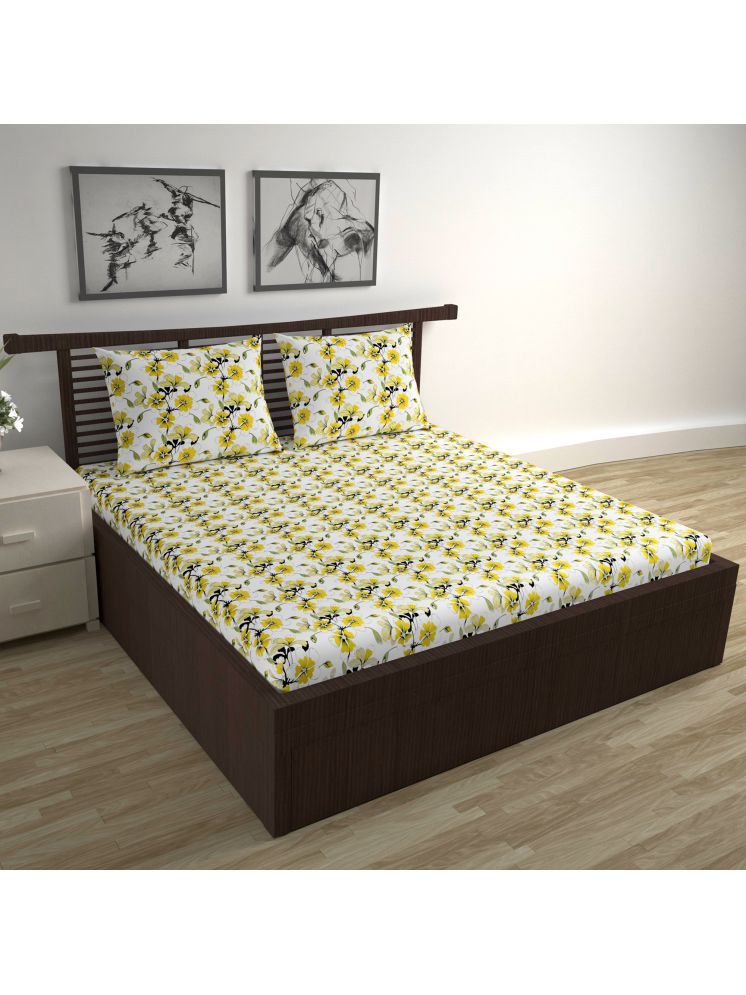     			DIVINE CASA Cotton 2 Double Bedsheet with 2 Pillow Covers ( Yellow )