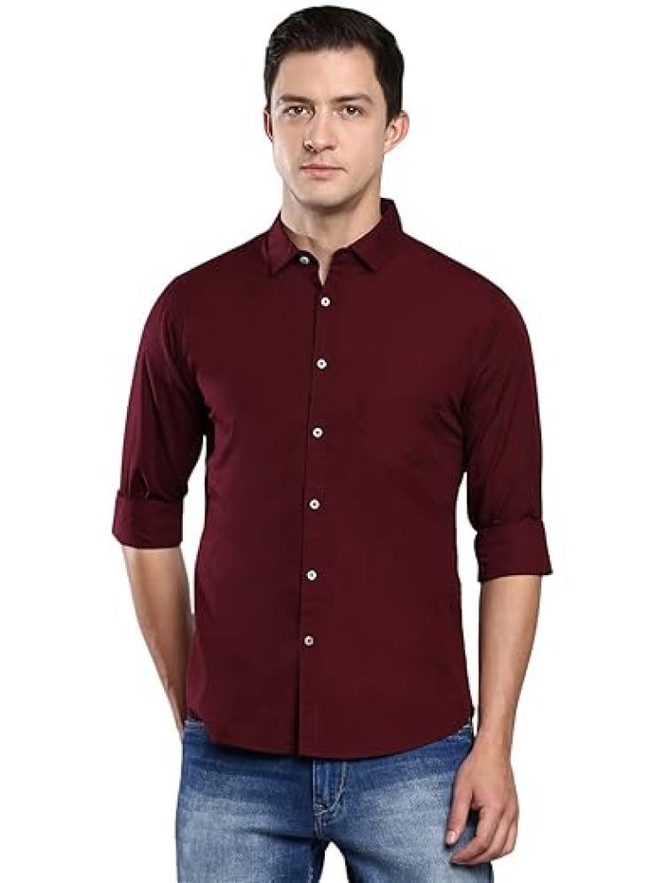     			DVILLA Cotton Blend Regular Fit Solids Full Sleeves Men's Casual Shirt - Maroon ( Pack of 1 )