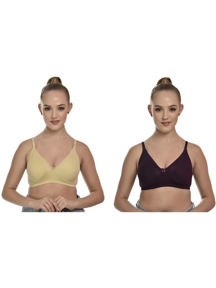     			Desiprime Pack of 2 Cotton Non Padded Everyday Bra For Women ( Multicolor )