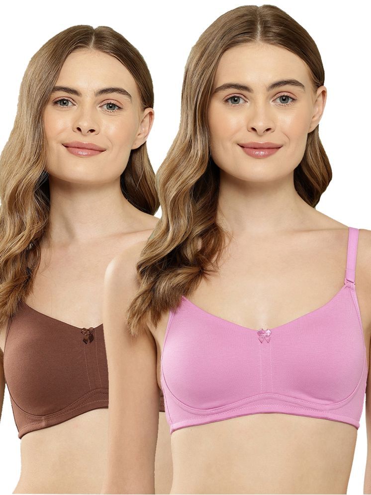     			Leading Lady Pack of 2 Cotton Non Padded T-Shirt Bra For Women ( Pink )