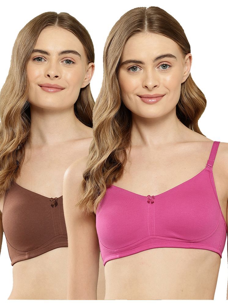     			Leading Lady Pack of 2 Cotton Non Padded T-Shirt Bra For Women ( Magenta )