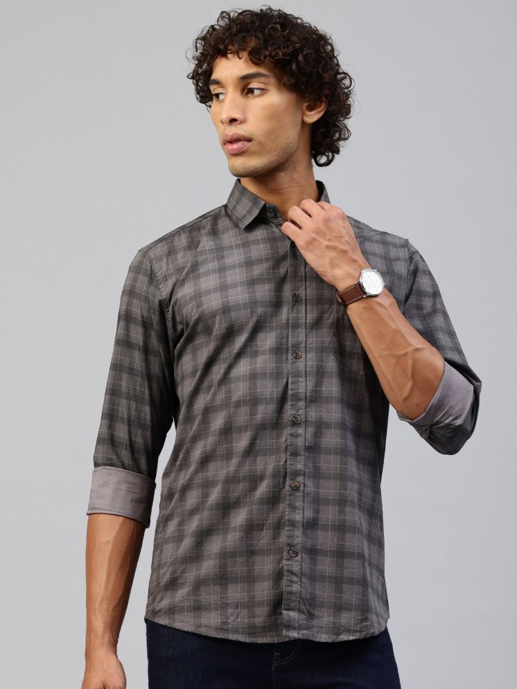     			MAJESTIC MAN 100% Cotton Slim Fit Checks Full Sleeves Men's Casual Shirt - Dark Grey ( Pack of 1 )