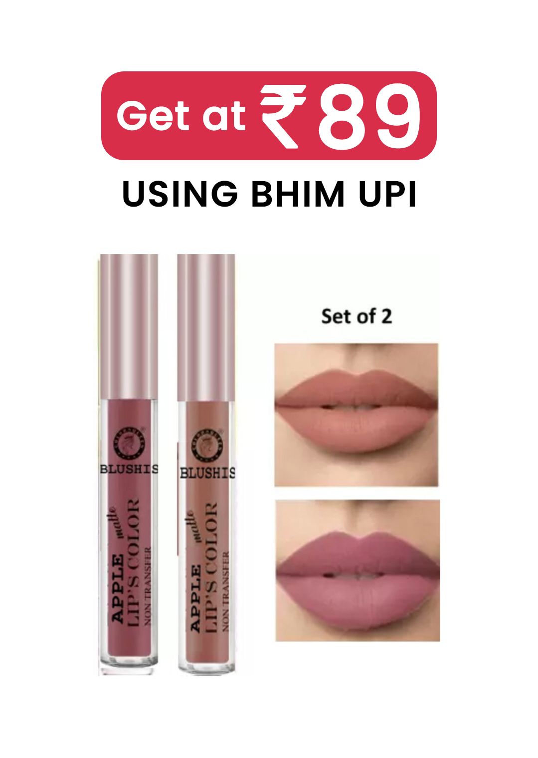     			BLUSHIS Multicolor Matte Lipstick (Pack of 2)