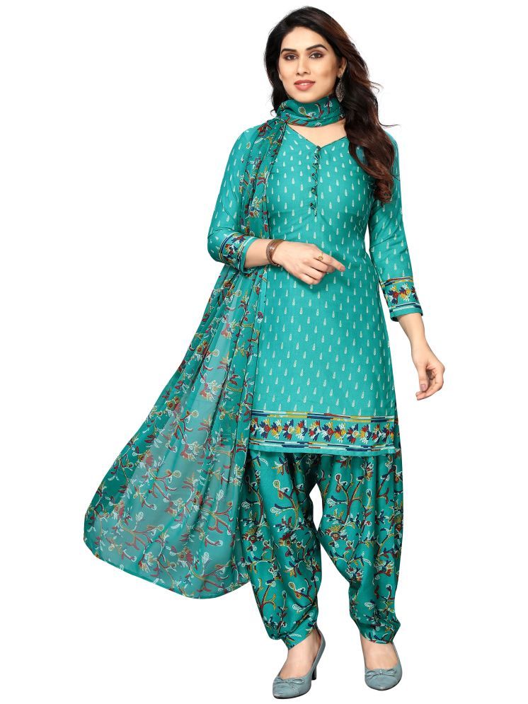     			Sidhidata Unstitched Crepe Printed Dress Material - Sea Green ( Pack of 1 )