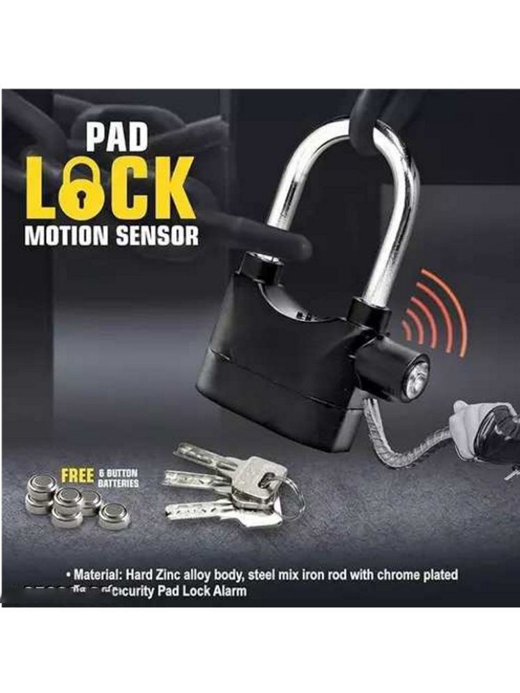     			Alarm Security Lock With Motion Sensor And 3 Keys, Metallic Finish (Black)