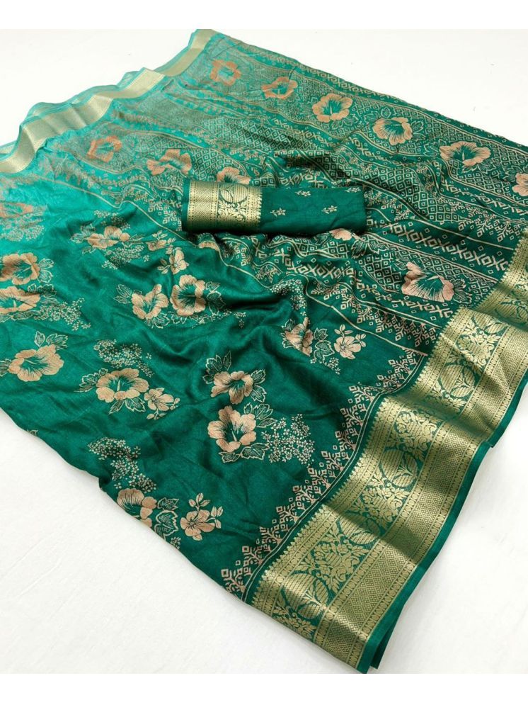     			Arkia Pack of 1 Silk Embellished Saree With Blouse Piece ( Green )