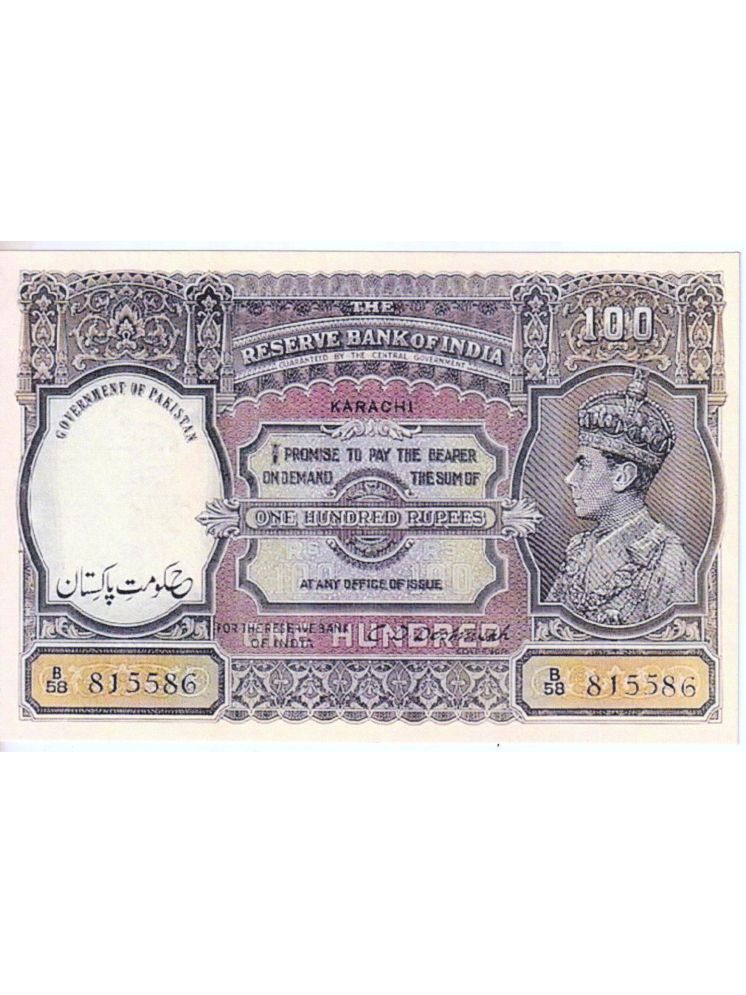     			Extreme Rare 100 Rupee British India Pakistan Issue Note Signed By C D Deshmukh