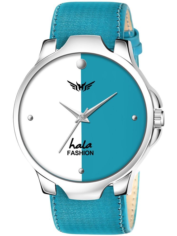     			Hala Blue Leather Analog Men's Watch