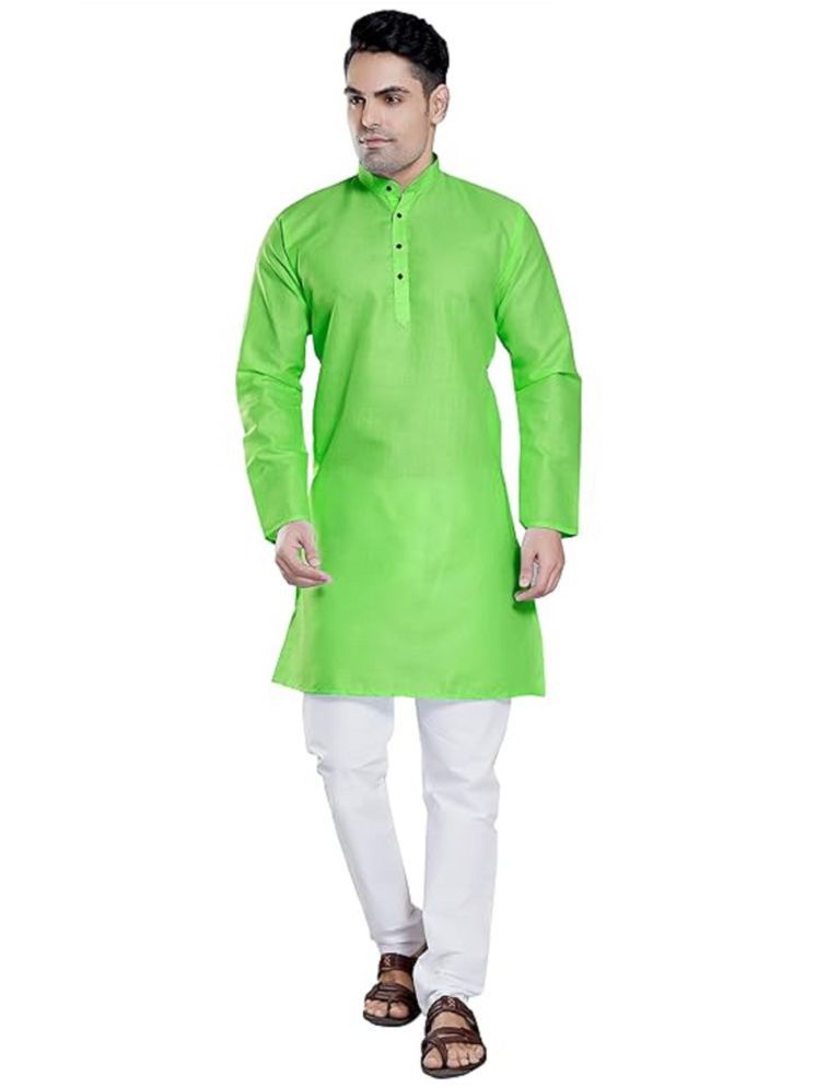     			JTG enterprises Green Cotton Blend Regular Fit Men's Kurta Pyjama Set ( Pack of 1 )