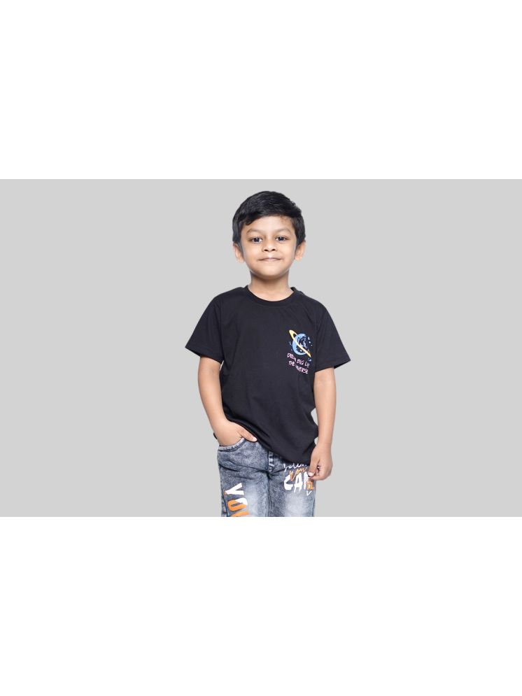     			Kidzee Kingdom Pack of 1 Boys Cotton T-Shirt ( Black )