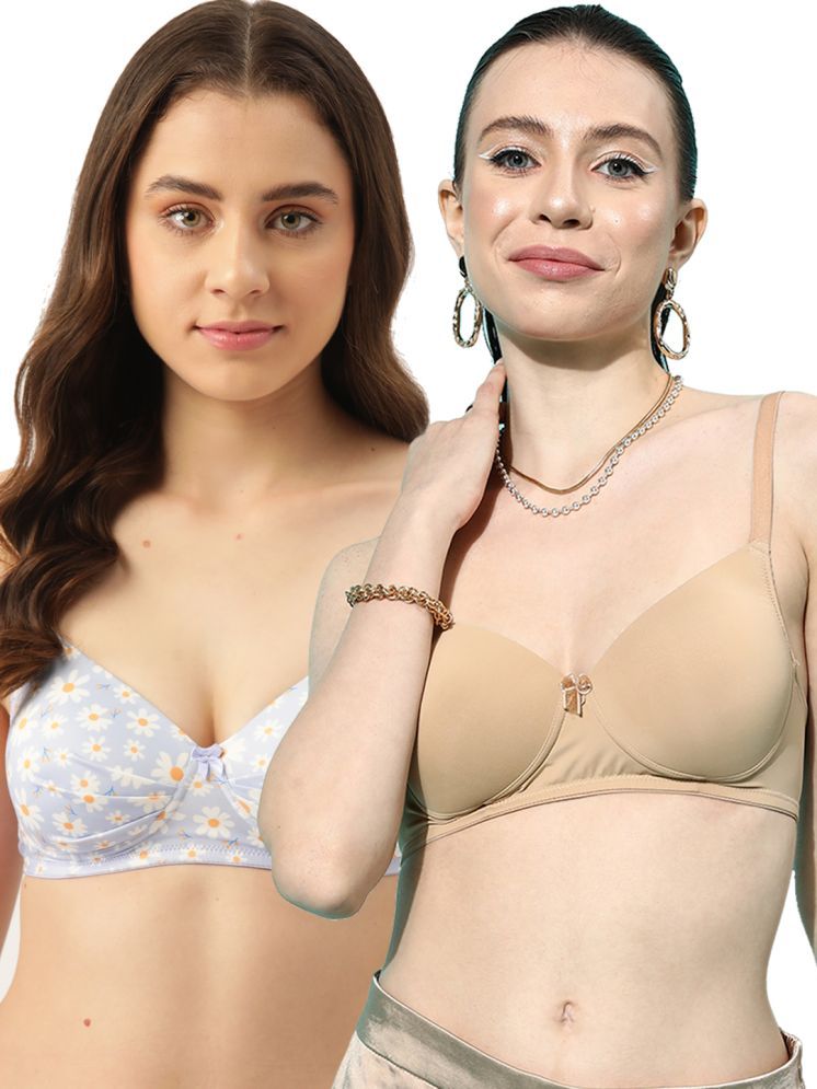     			Leading Lady Pack of 2 Nylon Lightly Padded T-Shirt Bra For Women ( Beige )