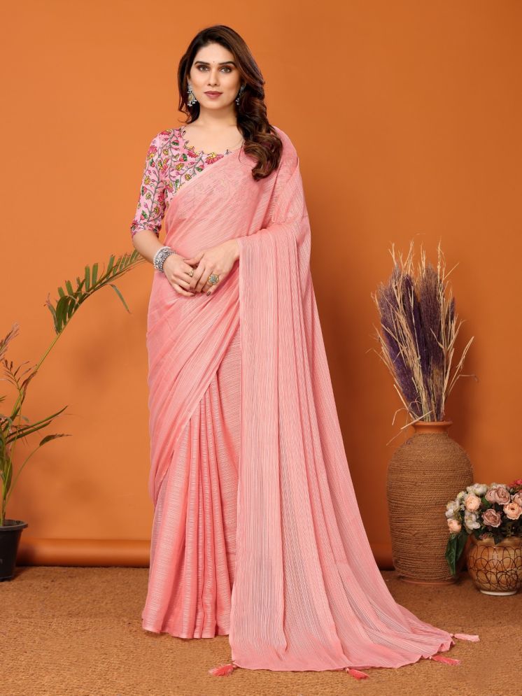     			PHORIA STYLE Pack of 1 Chiffon Printed Saree With Blouse Piece ( Peach )