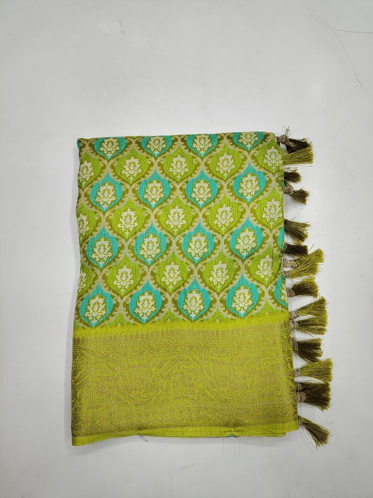     			RekhaManiyar Pack of 1 Art Silk Printed Saree With Blouse Piece ( Green )