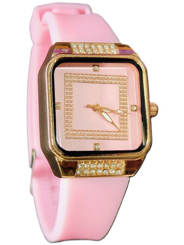     			Rhonium Pink PU Analog Womens Watch