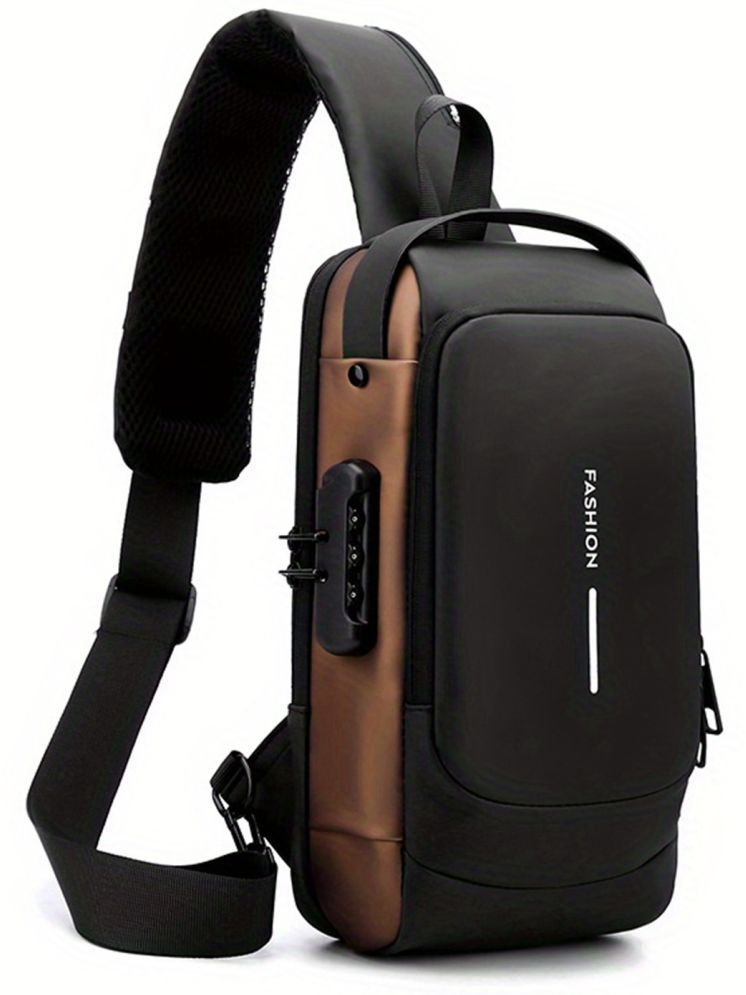     			Shopeleven Black Solid Messenger Bag