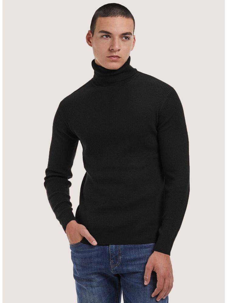     			clafouti Polyester Slim Fit Solid Full Sleeves Men's High Neck T-Shirt - Black ( Pack of 1 )