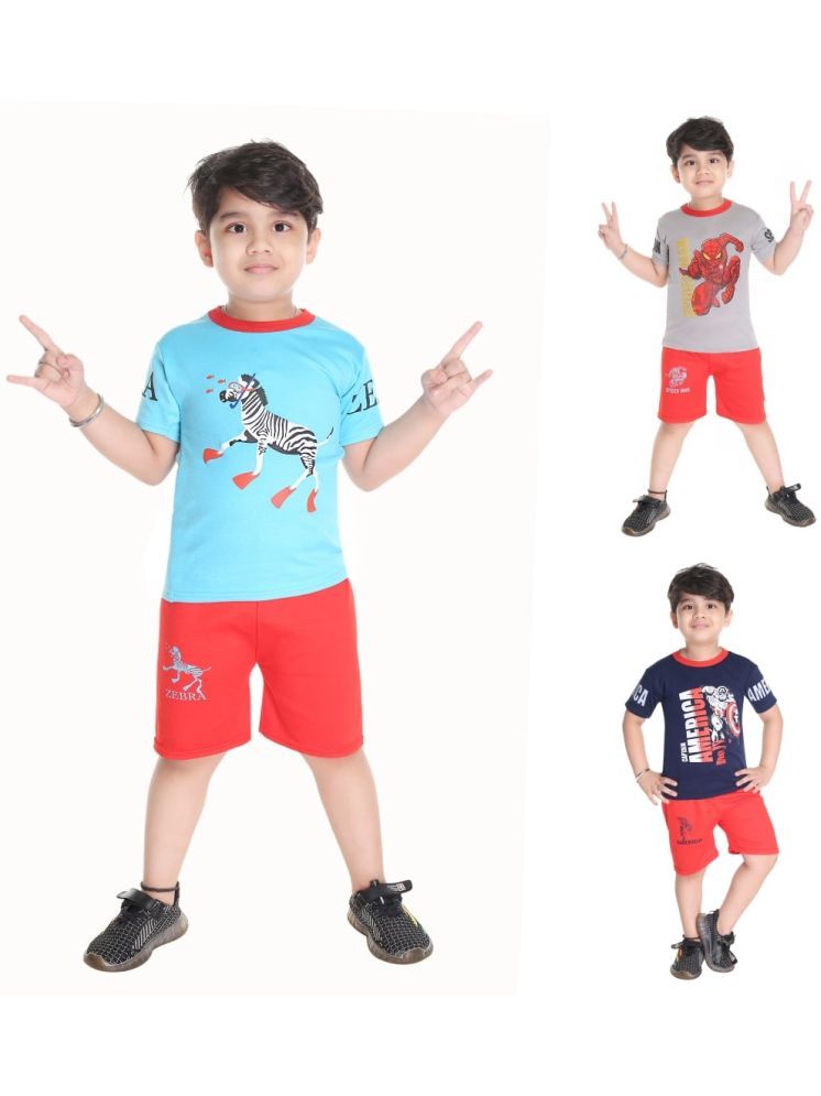     			s muktar garments Pack of 3 Baby Boys Cotton Blend T-Shirts & Shorts Set ( Multicolor )