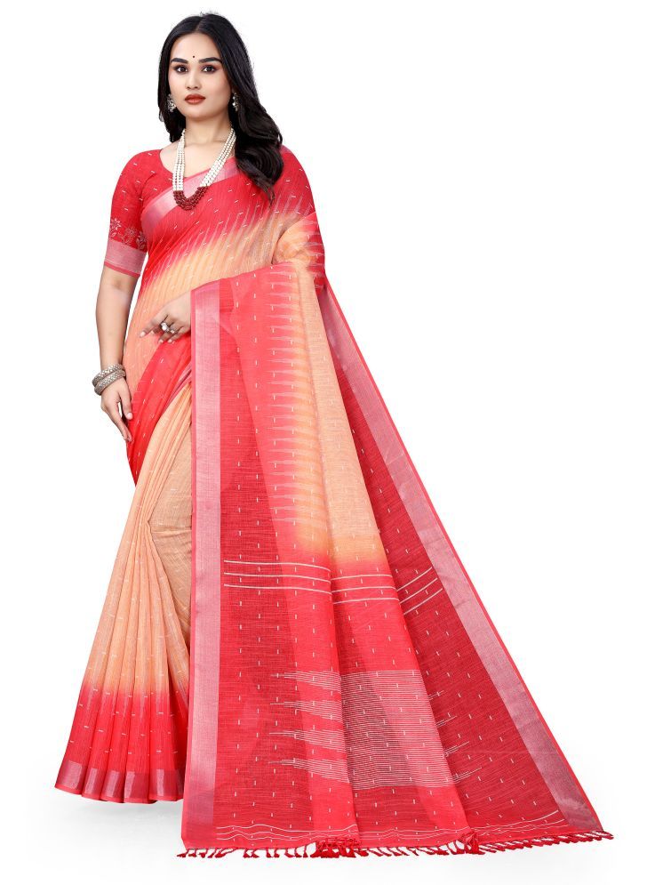     			supalee Tex Pack of 1 Linen Printed Saree With Blouse Piece ( Cream )