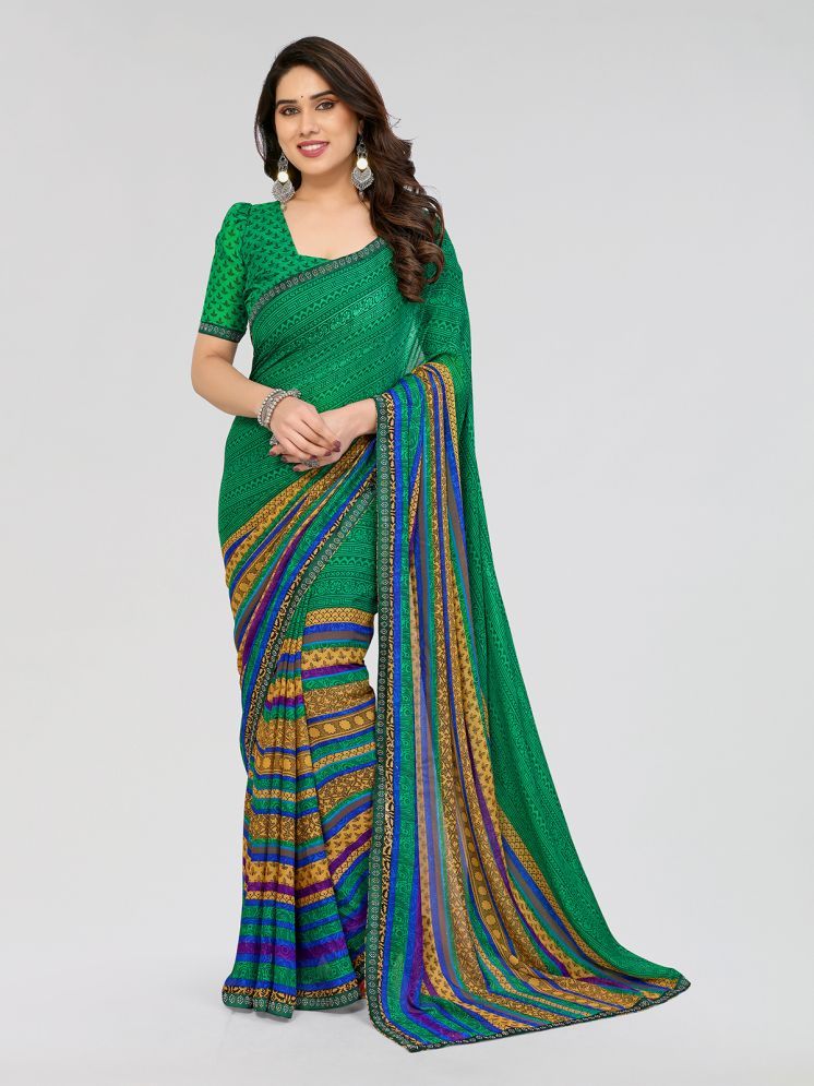     			ANAND SAREES Pack of 1 Georgette Printed Saree With Blouse Piece ( Green )