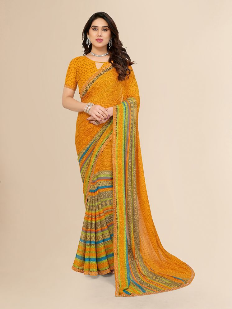     			ANAND SAREES Pack of 1 Georgette Printed Saree With Blouse Piece ( Yellow )