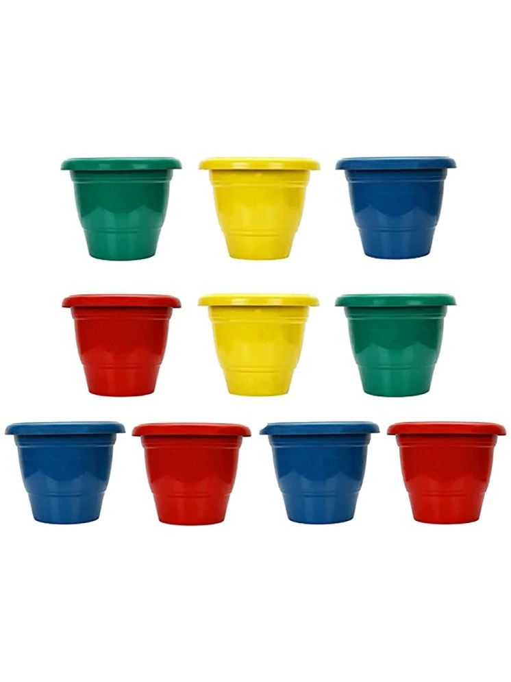     			10Club Multicolor Plastic Flower Pot ( Pack of 10 )