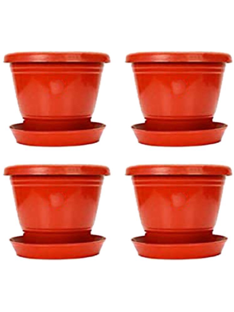     			10Club Red Plastic Flower Pot ( Pack of 4 )