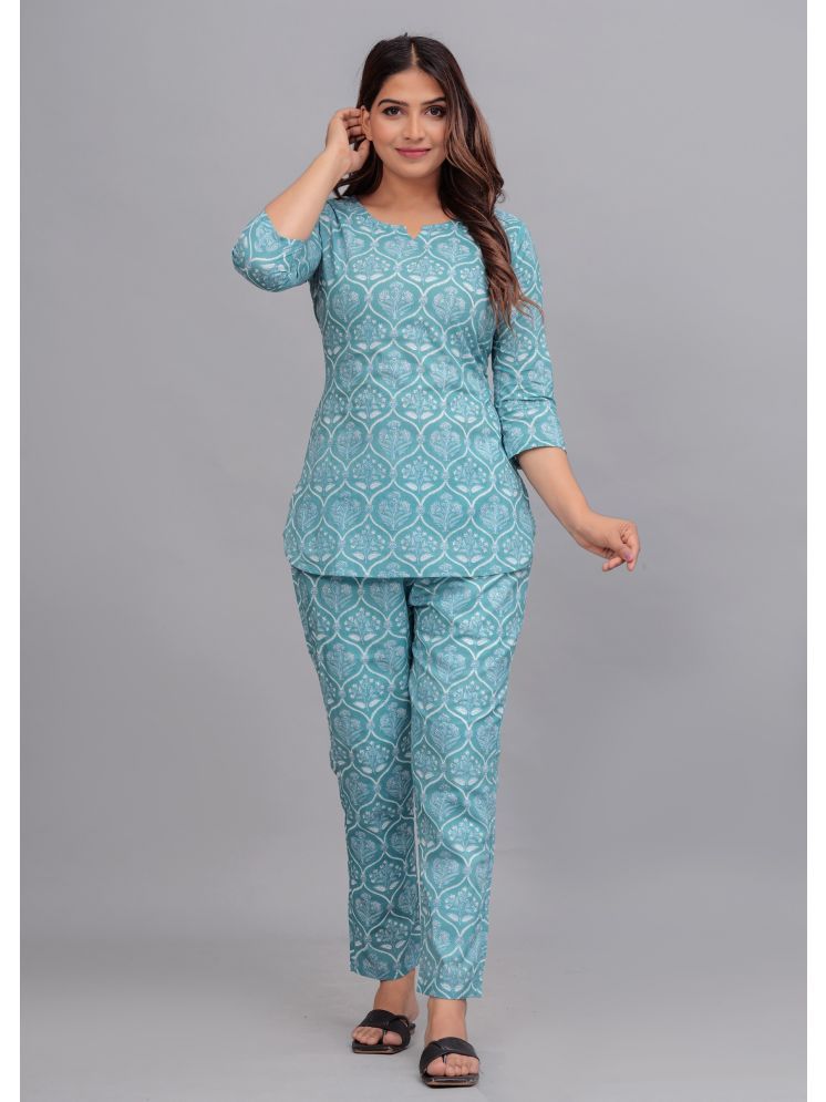     			CTMTEX Blue Cotton Blend Women's Nightwear Nightsuit Sets ( Pack of 1 )