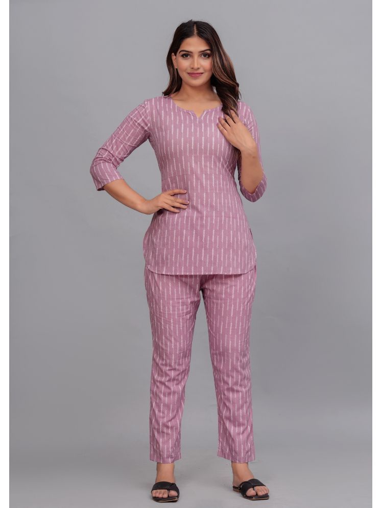     			CTMTEX Purple Cotton Blend Women's Nightwear Nightsuit Sets ( Pack of 1 )