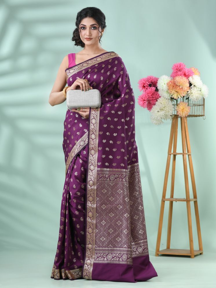     			Desh Bidesh Pack of 1 Silk Self Design Saree With Blouse Piece ( Purple )