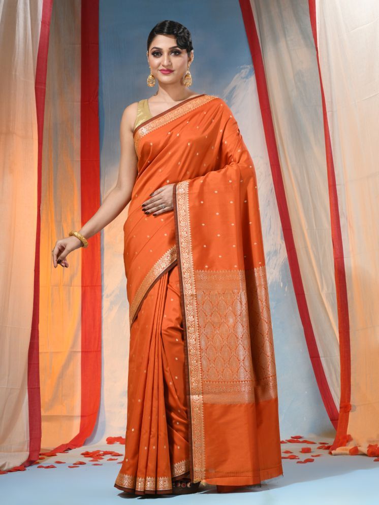     			Desh Bidesh Pack of 1 Silk Woven Saree With Blouse Piece ( Orange )