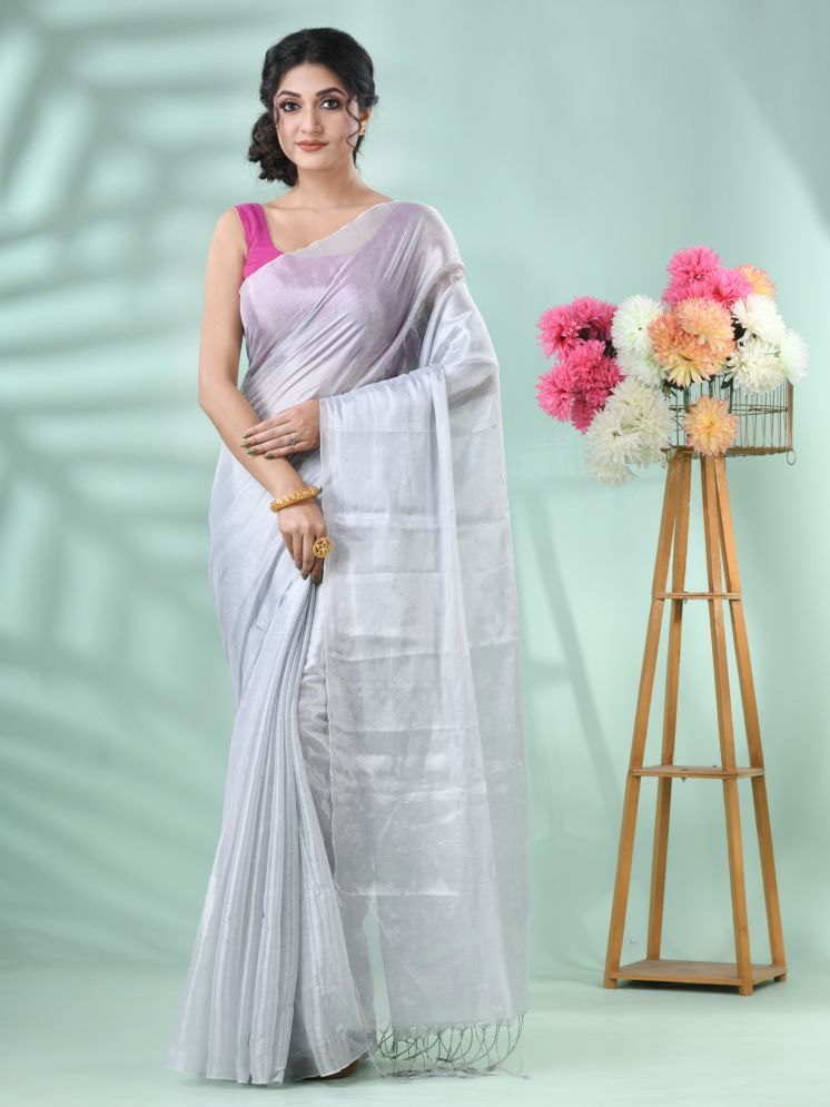     			Desh Bidesh Pack of 1 Cotton Solid Saree With Blouse Piece ( White )