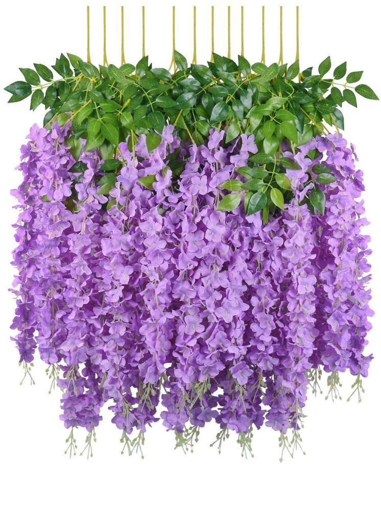     			Green plant indoor - Purple Wild Artificial Flowers Bunch ( Pack of 12 )