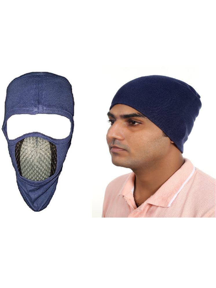     			H-STORE Blue Solid Cotton Face Cover