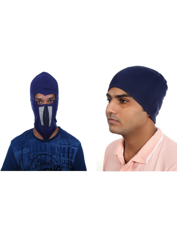     			H-STORE Blue Solid Cotton Face Cover