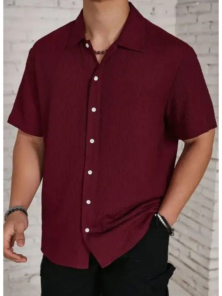     			Hitarth Fashion Cotton Blend Regular Fit Half Sleeves Men's Formal Shirt - Maroon ( Pack of 1 )