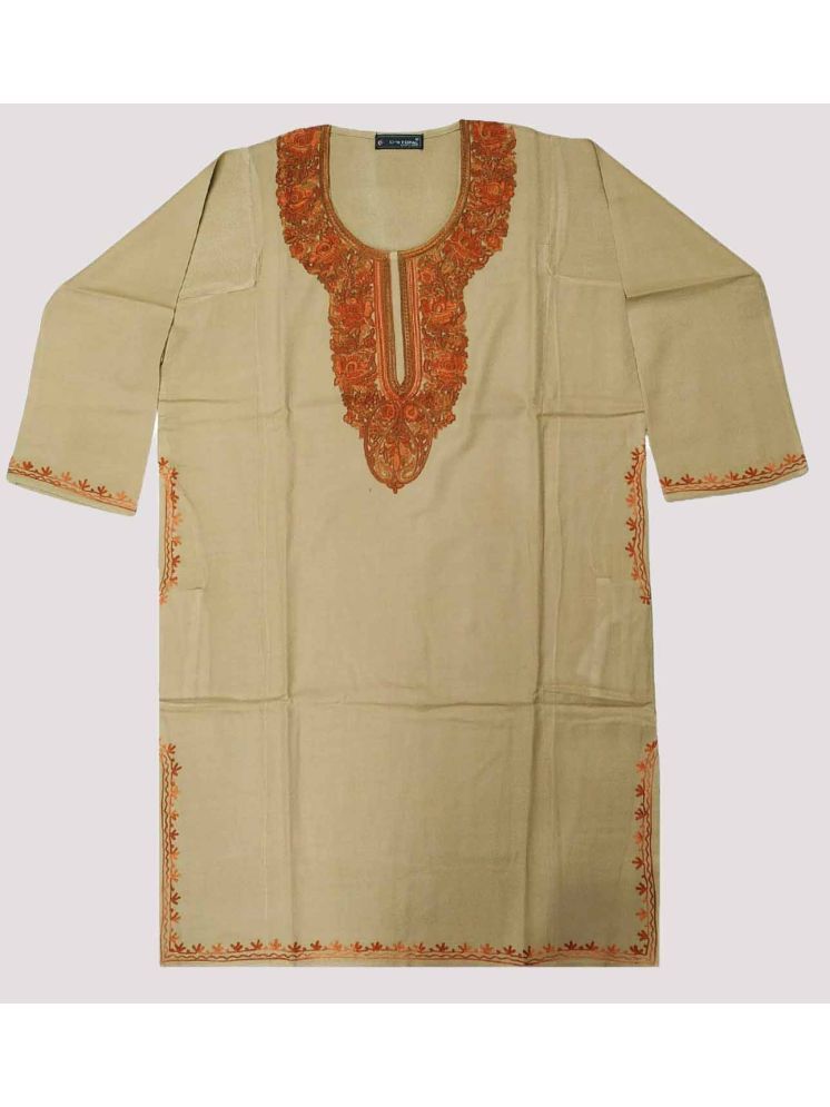     			KASHMIRI Pack of 1 Woollen Embroidered Phiran Women's Kurti - ( Beige )